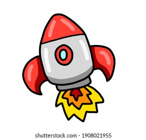 Digital illustration of a cartoon space rocket