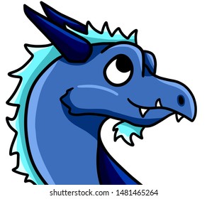 Digital illustration cute blue dragon