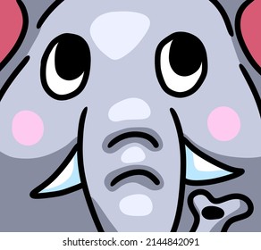 Digital Illustration Of A Cute Elephant Face Background