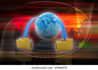 Digital illustration of Data transfering concept in colour background