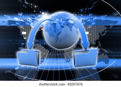 Digital illustration of Data transfering concept in color background