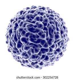Digital Illustration Of Dengue Virus. A Model Is Built Using Data Of Viral Macromolecular Structure Furnished By Protein Data Bank (PDB 3J 27)