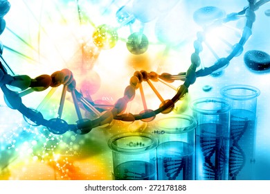Digital illustration of DNA with scientific background