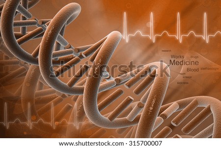 Digital illustration DNA structure in co lour background 