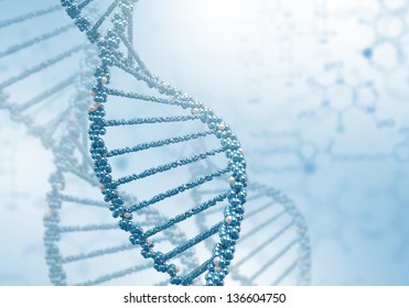 Digital illustration of dna structure on colour background - Powered by Shutterstock