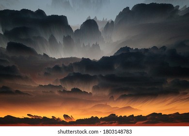 Digital Illustration. Dramatic Nature background