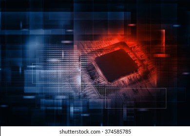 Digital Illustration Of Electronic Integrated Circuit Chip