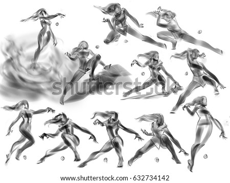 digital illustration female girl woman various stock illustration