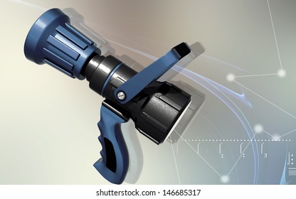 Digital illustration of fire fighting nozzle in colour background