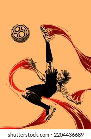 Digital Illustration Of A Football Player Doing A Bicycle Kick
