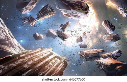 Digital Illustration Futuristic Science Fiction Scene Stock ...