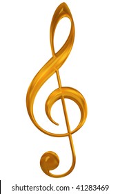 Digital Illustration Of Gold Treble Clef