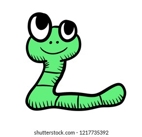 Digital Illustration Green Worm Doodle Stock Illustration 1217738476 ...