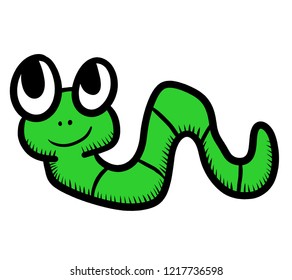 Digital Illustration Green Worm Doodle Stock Illustration 1217736598 ...