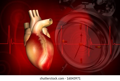 Digital Illustration Of A Heart With Eco Cardio Gram Pulse