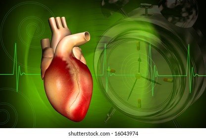 Digital Illustration Of A Heart With Eco Cardio Gram Pulse