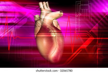 Digital Illustration Of A Heart With Eco Cardio Gram Pulse	