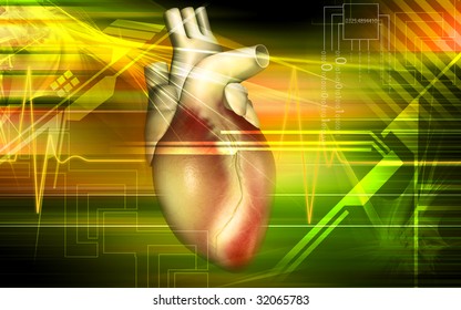 Digital Illustration Of A Heart With Eco Cardio Gram Pulse	