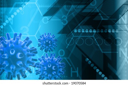 Digital illustration of Herpes Simplex Virus	