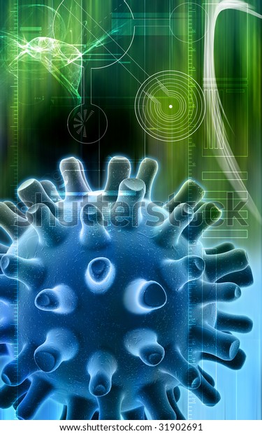 Digital Illustration Herpes Simplex Virus Stock Illustration 31902691