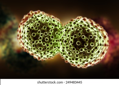 Digital Illustration Of Lung Cancer Cells In Color Background