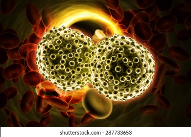 Digital Illustration Of Lung Cancer Cells In Color Background