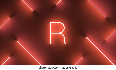 A Digital Illustration Of Neon Red Lines Around An Illuminated Letter R Symbol