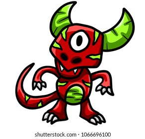 Digital Illustration One Eyed Red Dragon Stock Illustration 1066696100 ...