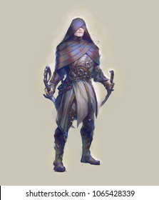 Digital Illustration Painting Of Fantasy Character Design Of Assassin