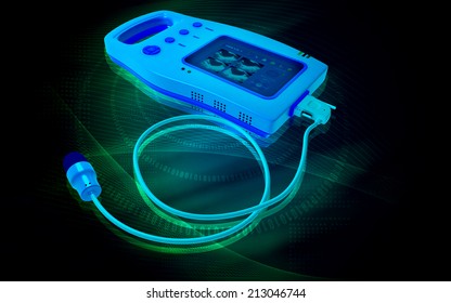 Digital Illustration Of Palm Bladder Scanner In Colour Background 