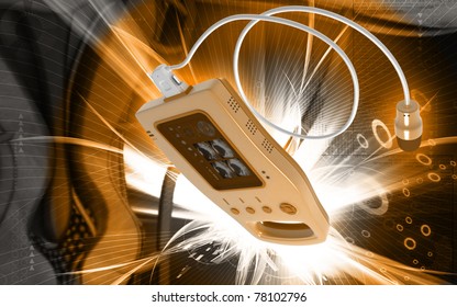 Digital Illustration Of Palm Bladder Scanner In Colour Background