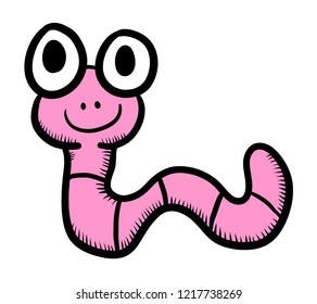 Digital Illustration Pink Worm Doodle Stock Illustration 1217738269