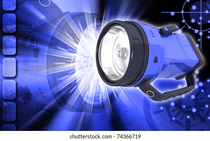 Digital illustration of rechargeable spot light in colour background	 - Shutterstock ID 74366719