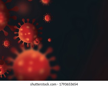 A Digital Illustration Of Red Coronavirus Particles With Space For Text