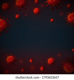 A Digital Illustration Of Red Coronavirus Particles With Space For Text