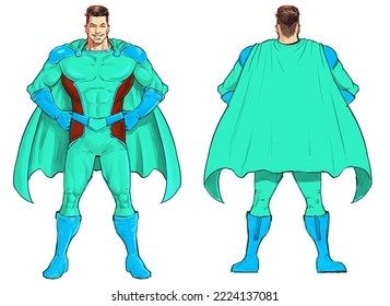Digital illustration superhero costume and cape