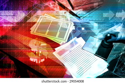 Digital illustration of table and paper 	