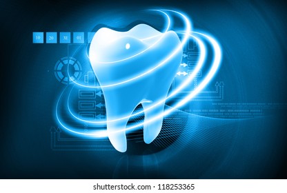 Digital illustration of teeth in colour  background