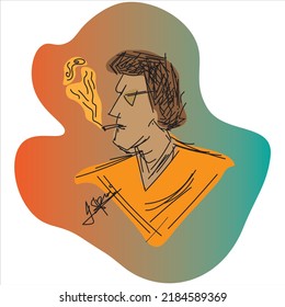 Digital illustration of a young thug who smoke