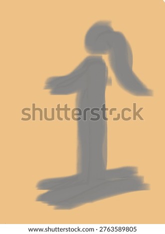 The digital image is actually the number one, but it looks like a woman standing with her arms straight in front of her chest. 