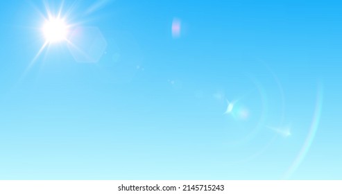 Digital Image Of Blue Sky With Sunshine And Clouds With Copy Space 4k