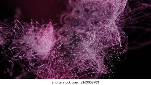 Digital Image Of Dna Structure And Purple Light Trails Against Black Background. Medical Technology And Research Concept