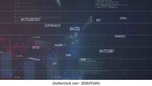 Digital Image Of Multiple Changing Numbers Against Financial Data Processing. Global Finances And Business Concept