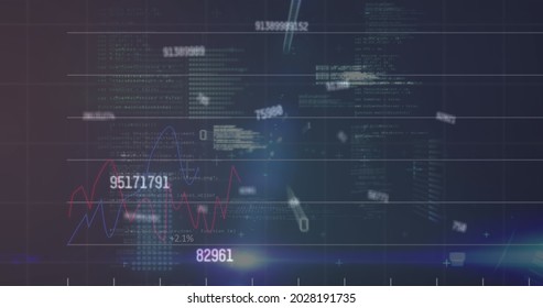 Digital Image Of Multiple Changing Numbers Against Financial Data Processing. Global Finances And Business Concept