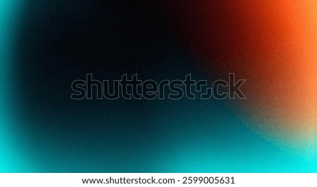 A digital image showcasing a smooth gradient transition from dark teal and cyan at the bottom to dark orange and black at the top right. The texture is subtly grainy.
