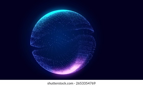 Digital information space background. Flow of moving particles. Big data visualization. 3D