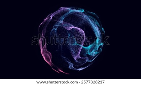 Digital information space background. Flow of moving particles. Big data visualization. 3D