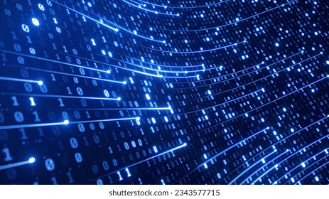 Digital information, Sreaming data, binary data - Digital Code concept - 3d illustration