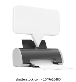 Digital Inkjet Printer with Blank White Speech Bubble Mockup on a white background. 3d Rendering 
