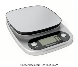 Digital kitchen scale isolated on white background. 3D illustration.
